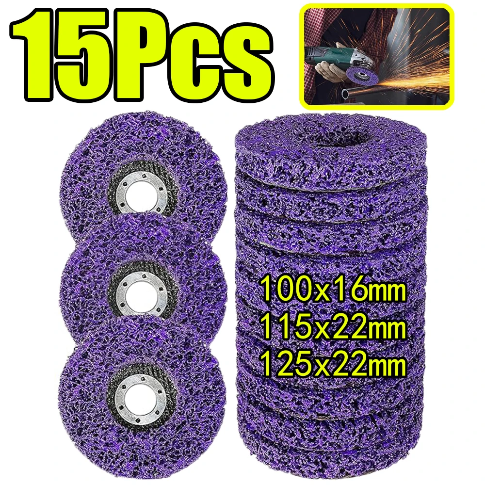 1-15Pcs 100/115/125mm Coral Disc Poly Strip Disc Diamond Grinding Wheel for Angle Grinder for Paint Rust and Grime Removal Metal