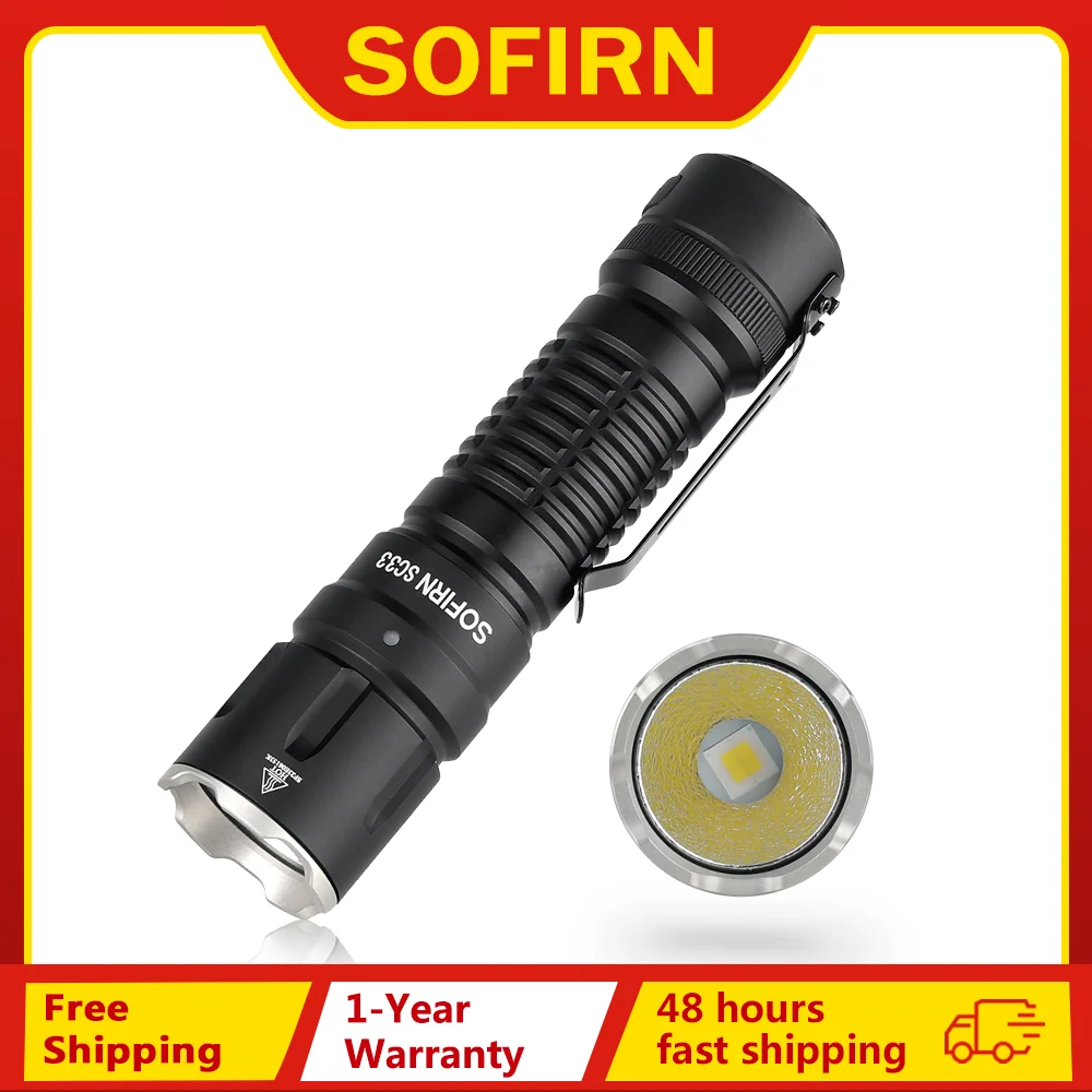 Sofirn-充電式LED懐中電灯sc33,xhp70.3 hi,4700-5300k,5200lm,強力な