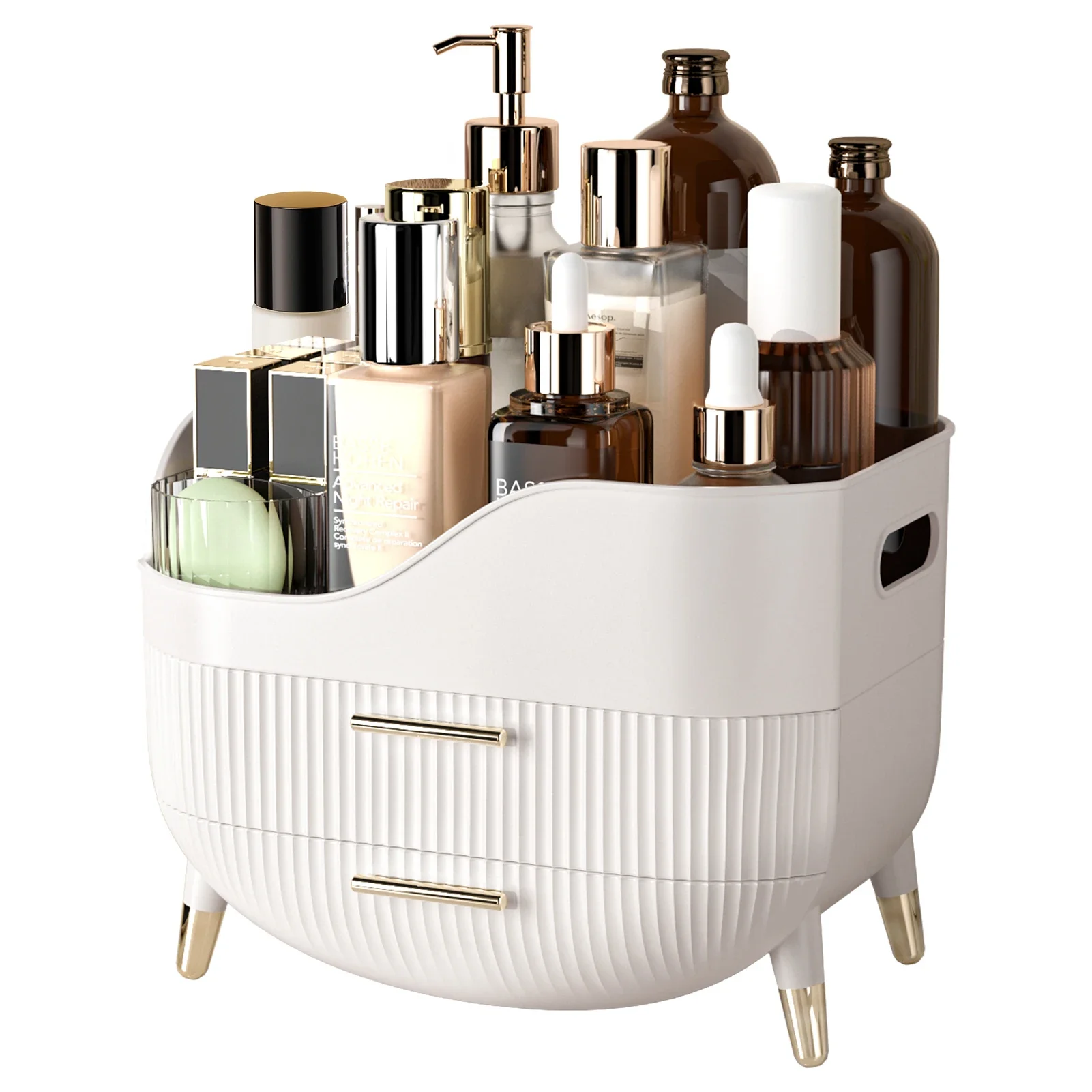 

25MakeupOrganizer for Vanity, Large Capacity SkincareCosmetic Organizer Countertop with 2 Drawers, Cosmetic Display Cases Makeup