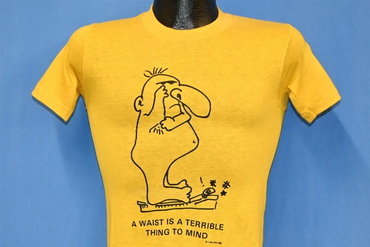 

80s A Waist Is Terrible Thing To Mind Diet Funny T Shirt Extra Small