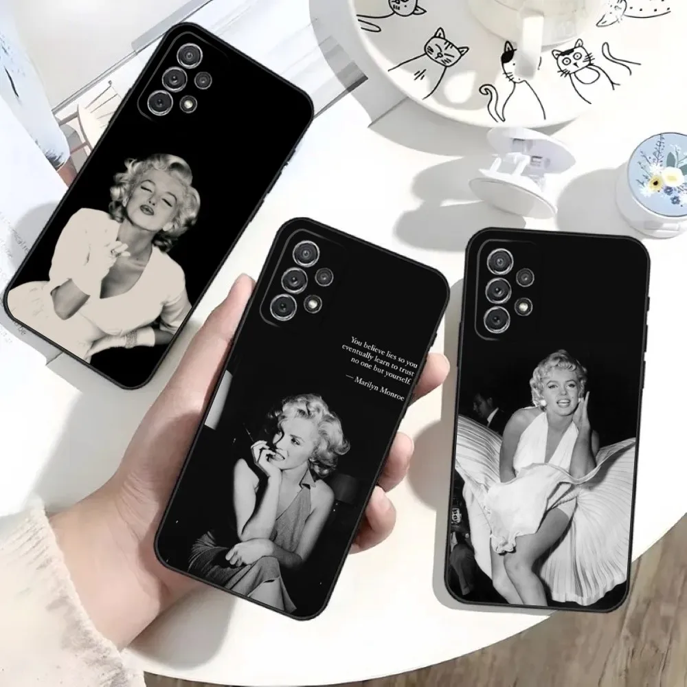 Sexy Girl M-Marilyn M-Monroe Phone Case For Samsung S25,S24,S21,S22,S23,S30,Ultra,S20,Plus,Fe,Lite,Note,10,9,5G Black Soft Shell