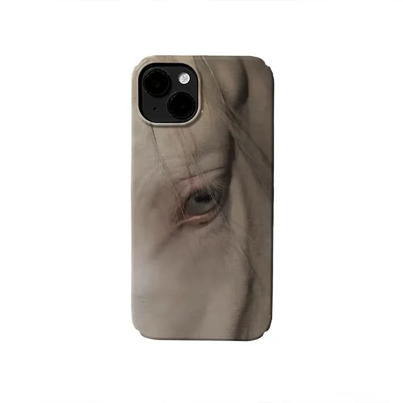 

Ins Korean Brown White Horse Phone Case for IPHONE 17 Air 16E 15 PROMAX 14 Plus 13 12 MINI 11 PRO 16Plus XR Acrylic Phone Cover