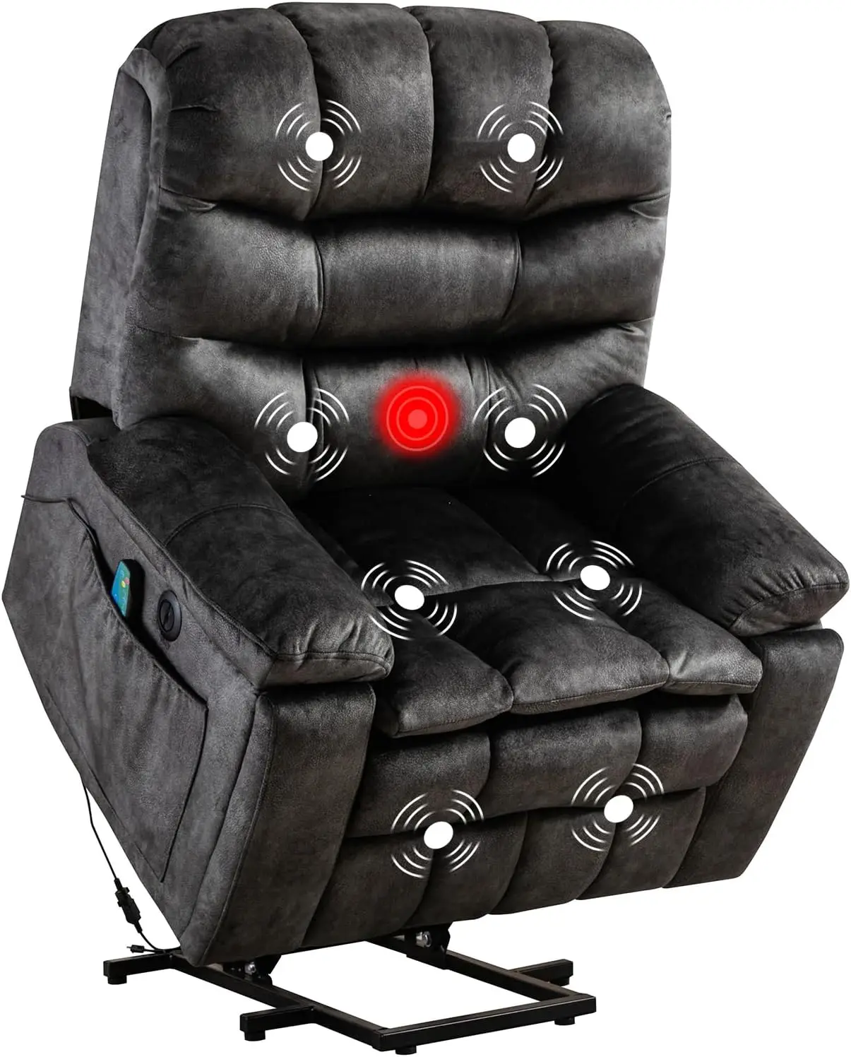 

Large Power Lift Chair with Massage and Heat for Elderly Recliner, Dark Grey