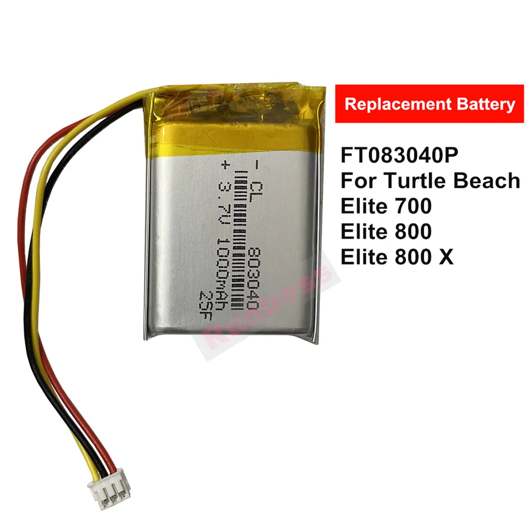 Li-Polymer Wireless Headset Battery for Turtle Beach Elite 800 Elite 800x,FT083040P ,3.7v,1000mAh,