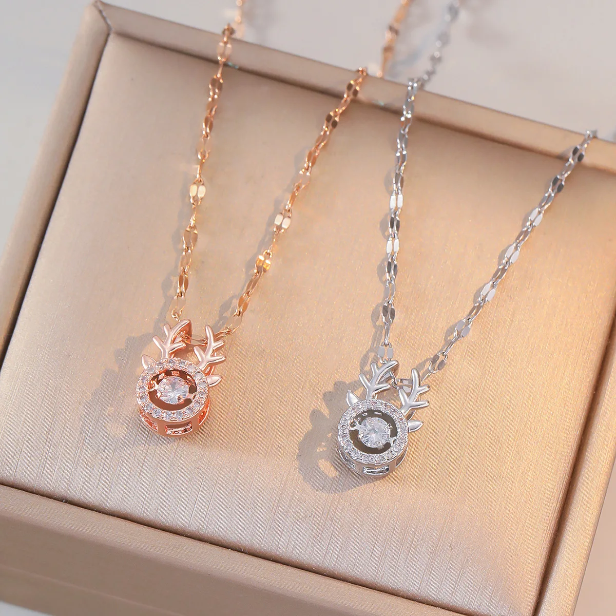 Stylish Little Fragrant Deer Antlers and A Deer with You Necklace, Small and Fresh Valentine’s Day Gift for Your Girlfriend