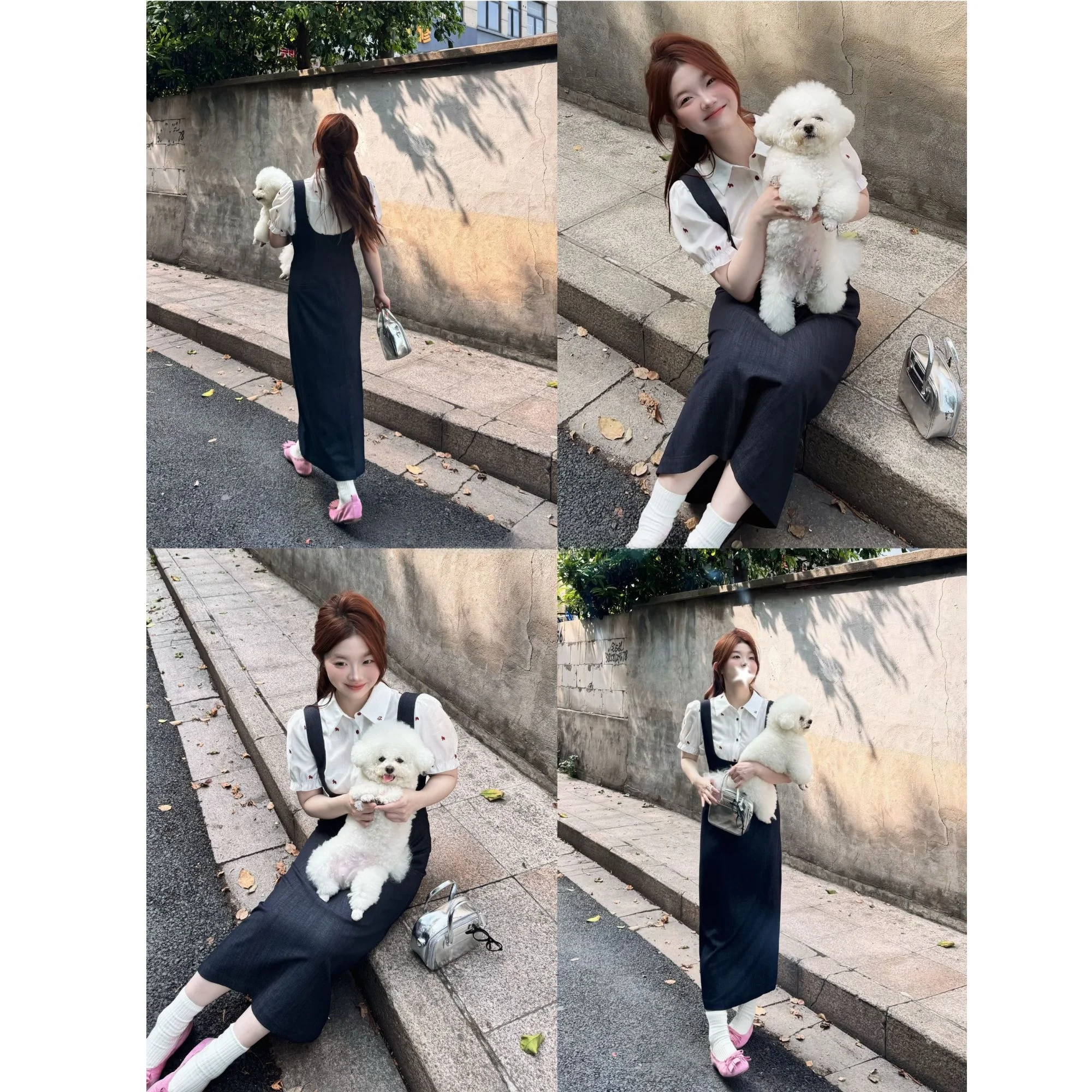 

JINGU Embroidered Short Sleeve Shirt High Waist Slim Fit Vest Dress Floral Waist Design Spring 2026 Women's Hanfu Set