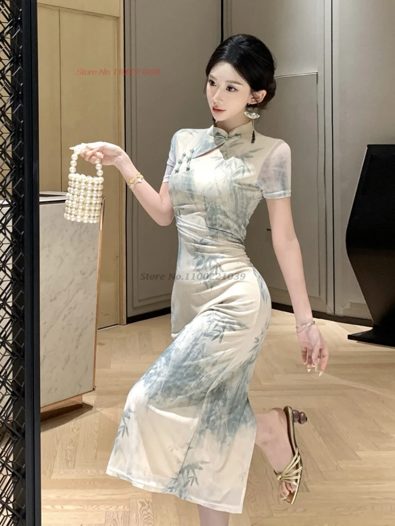 2026-oriental-sexy-nightclub-dress-improved-cheongsam-national-bamboo-print-mesh-qipao-dress-retro-bodycon-banquet-evening-dress