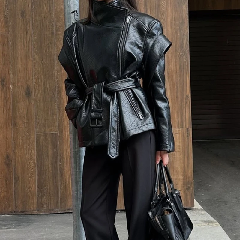 

Imitation Leather Jacket Fashion Personality Locomotive Style Leather Jacket