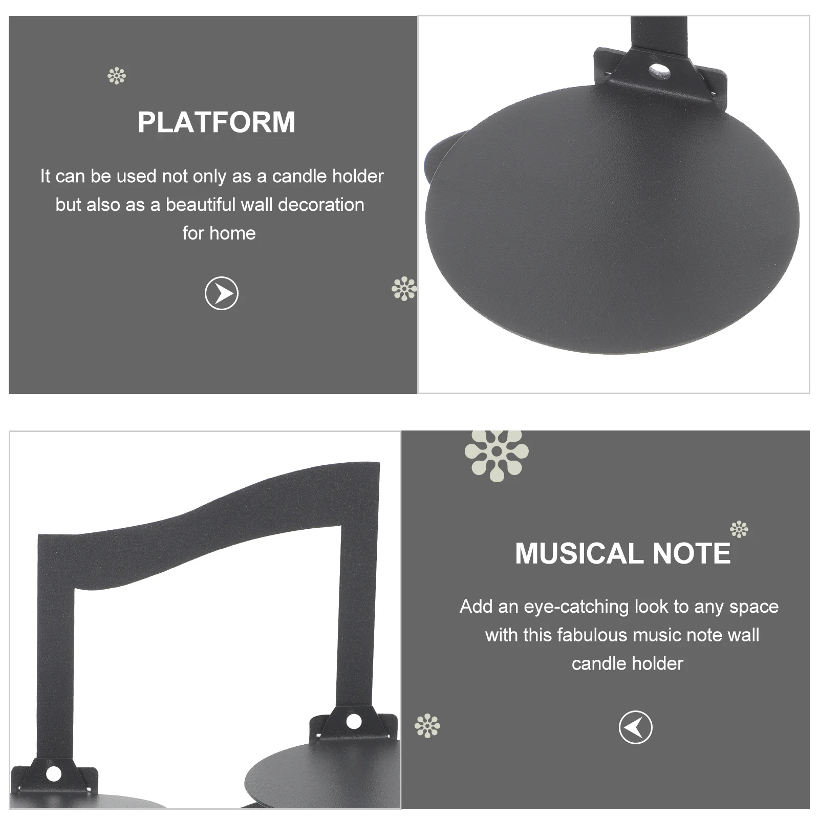 

Wall Holder Metal Music Note Unique Wall Mounted Holder Decorative for Living Room Warm Atmosphere