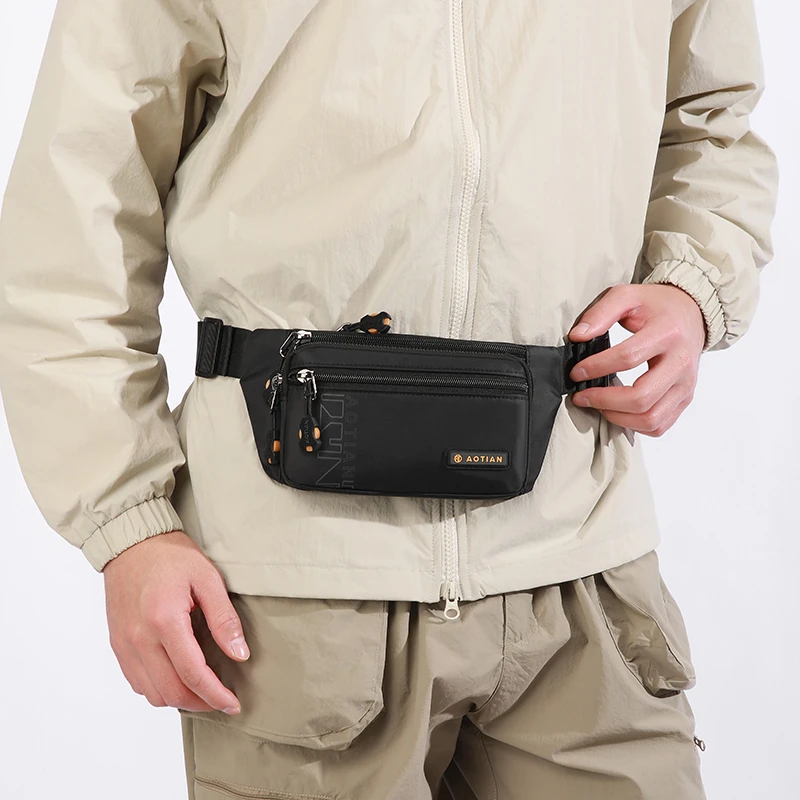 AOTIAN Men's Waist Packs Nylon Man Sports Chest bags Travelling Male Shoulder bag Hiking Phone Money boy Crossbody Bags 가방