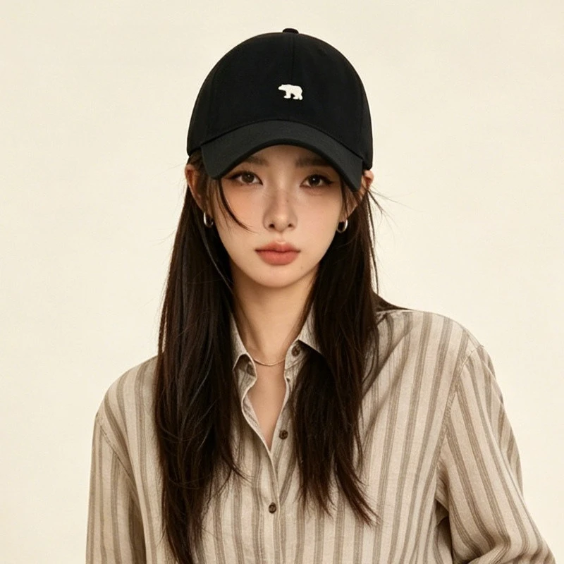 New hard top hat breathable and versatile big head circumference bear soft top baseball cap