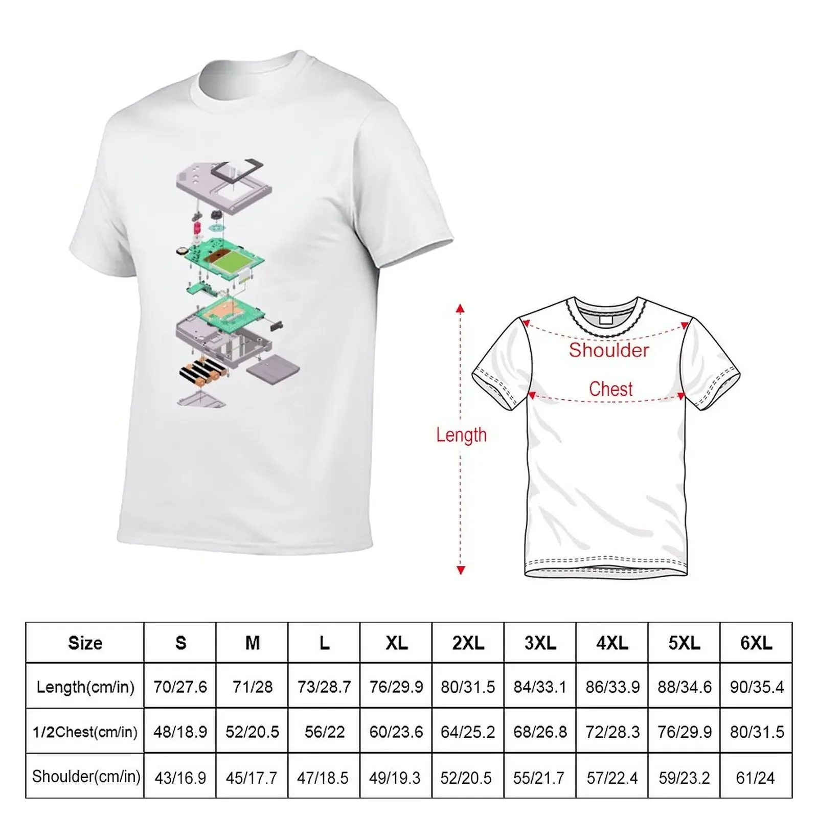 Lowpoly Vector Gameboy DMG Isometric Explosion View T-Shirt graphics customs T-shirt men