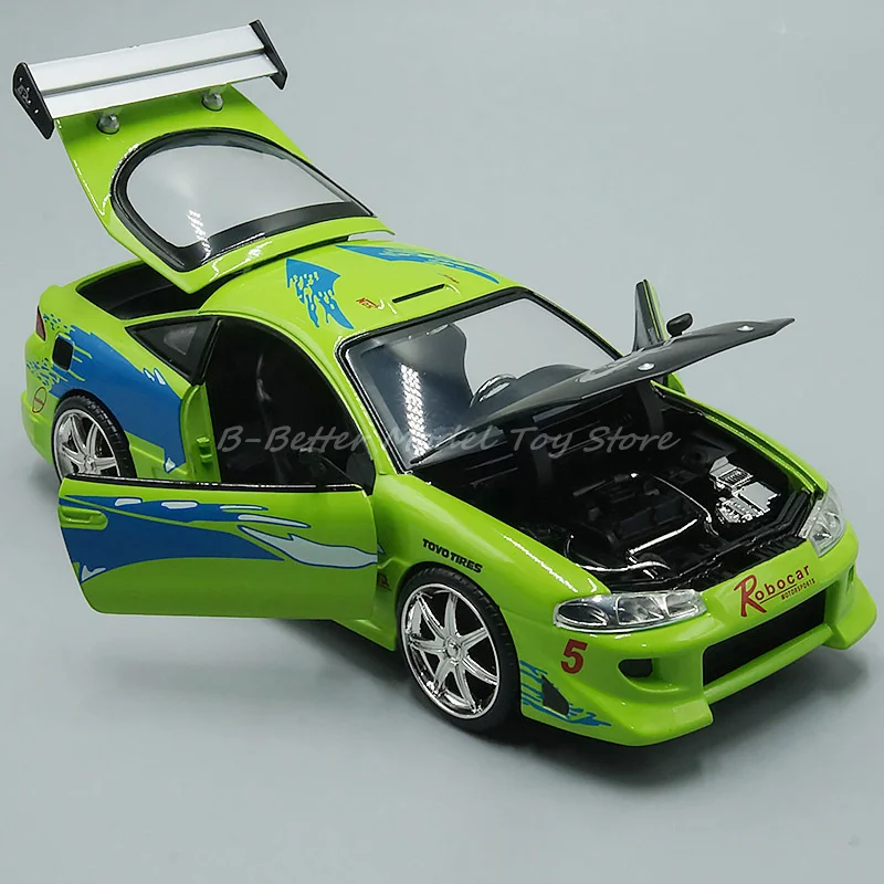 1:24 Diecast Car Model Toy Brian\'s Eclipse Miniature Vehicle Replica Collector Edition