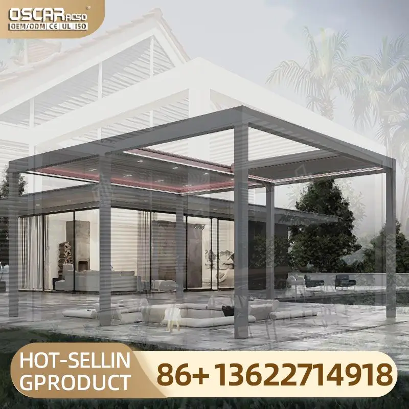 

Waterproof Retractable Electric Awnings with LED Lights for Sun Protection PVC Coated Aluminium Awnings for Patio Garden Balcony