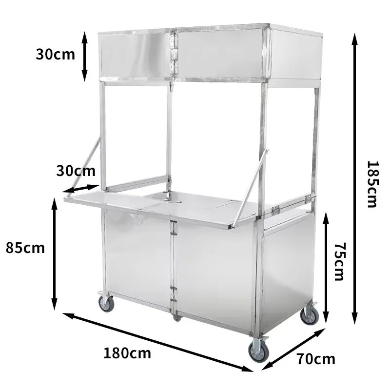 Foldable Fast Food Truck Noodles Teppanyaki Fried Portable Food Trailer Snack Machine