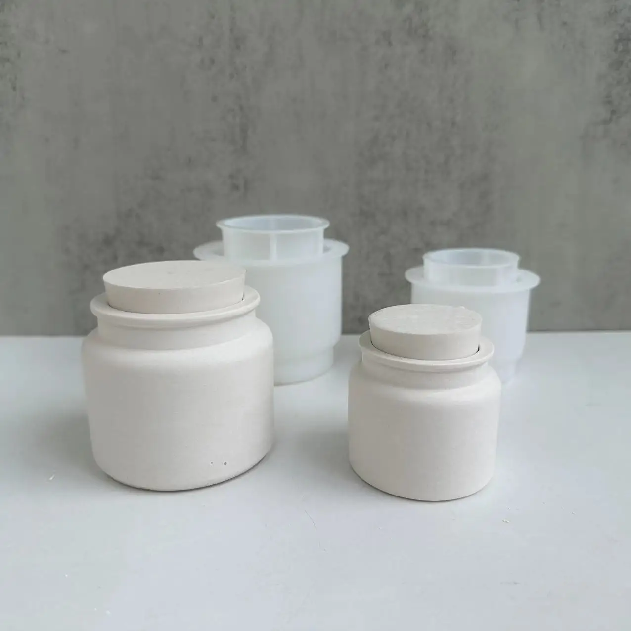 Storage Jar Silicone Mold Handmade Wax Candle Organizer Concrete Epoxy Resin Mould Storage Bottle with Lid Gypsum Plaster Molds