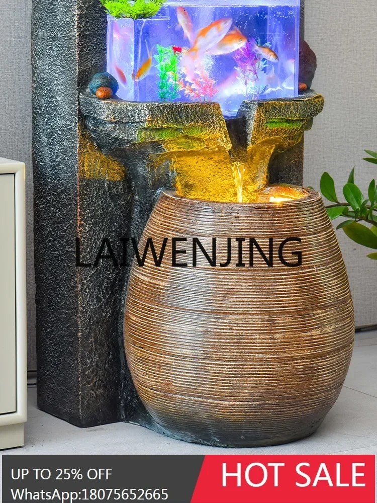 Ornamento de fonte de água corrente, água circulante pode aumentar peixes, pouso para atrair riqueza, tanque de peixes para ganhar dinheiro paisagem