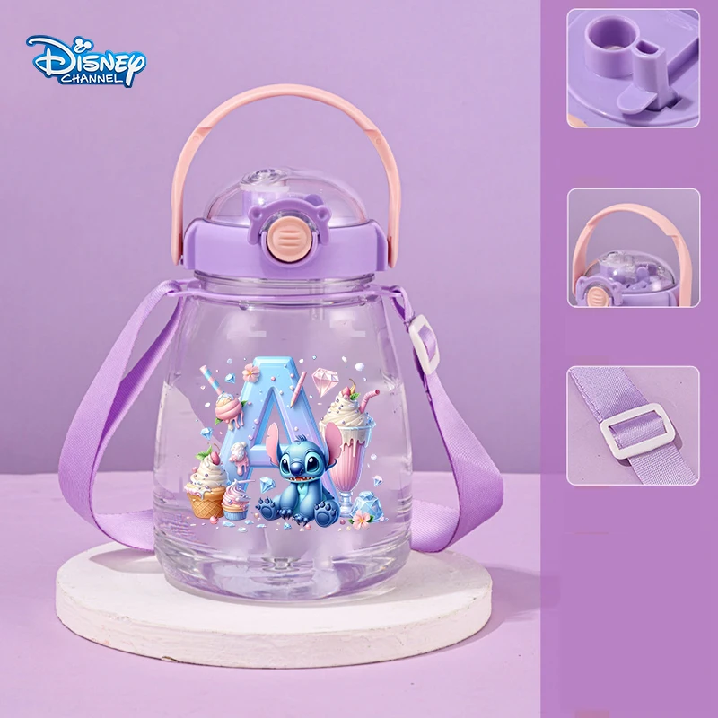 

1300ML Lilo Stitch Slant Span Big Belly Kettle Boy Girl Water Bottle Disney Anime Large Capacity Water Cup with Straw Drinkware