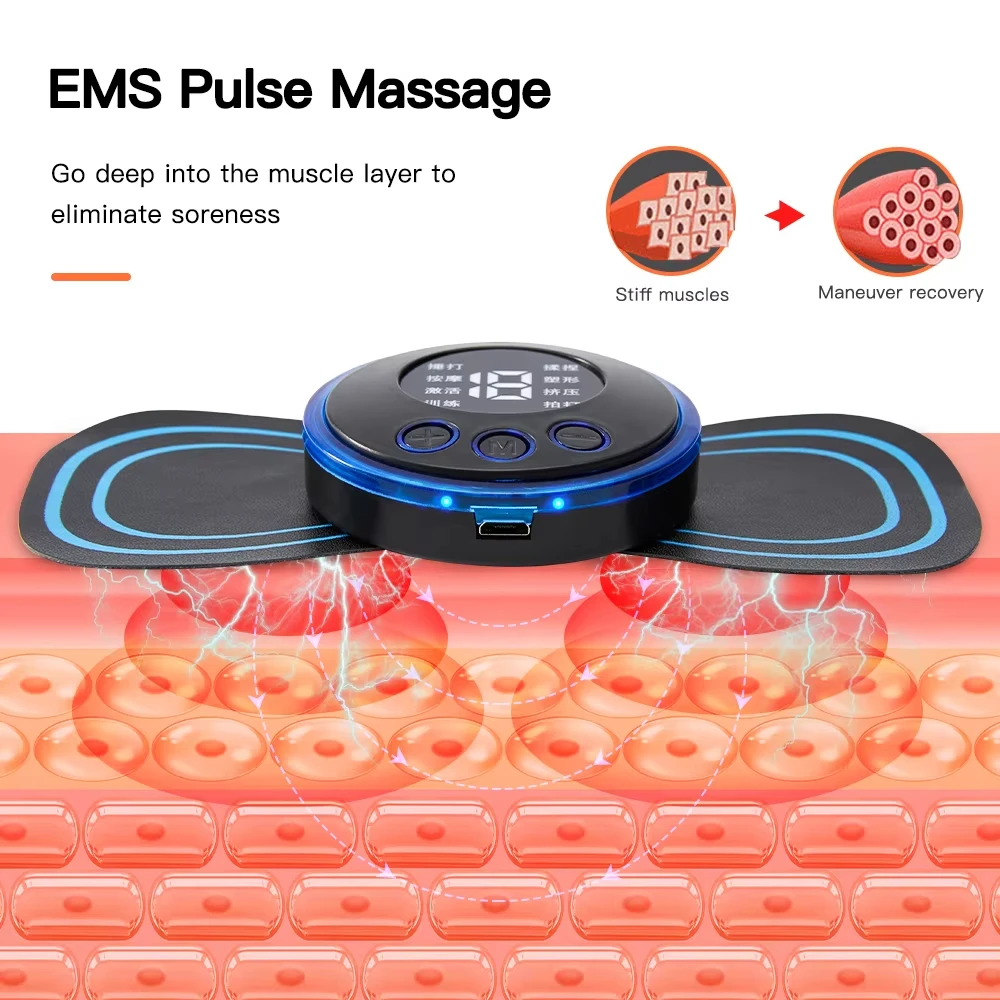 Mini elétrico pescoço massageador com avançada Muscle Estimulação Tecnologia, Remote Controlled Massagem Patches, Benefícios para a Saúde