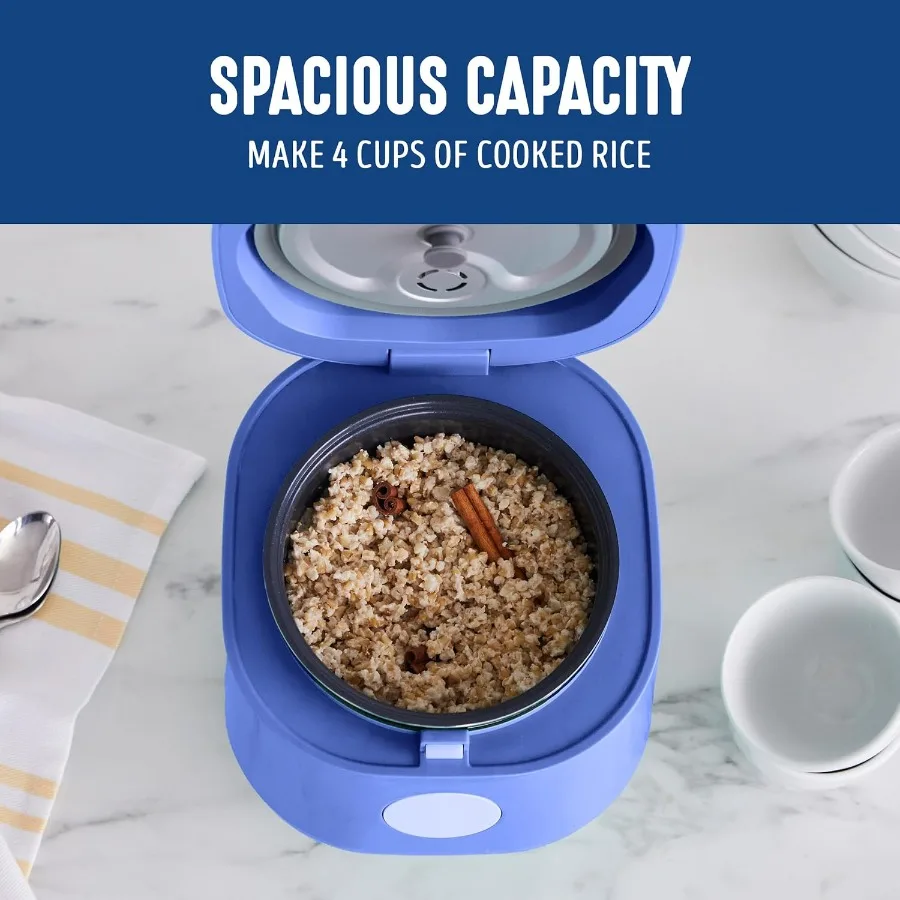 2カップの生米容量で4カップの炊飯容量を実現するデジタル炊飯器、取り外し可能なノンスティックセラミックPFASフリー内釜、ワンタッチプリセット機能付き