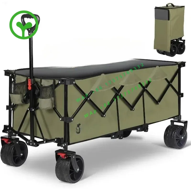 【Popular】48''L Collapsible Foldable Extended Wagon With 440lbs Weight Capacity, Heavy   300L Folding Utility Garden Car