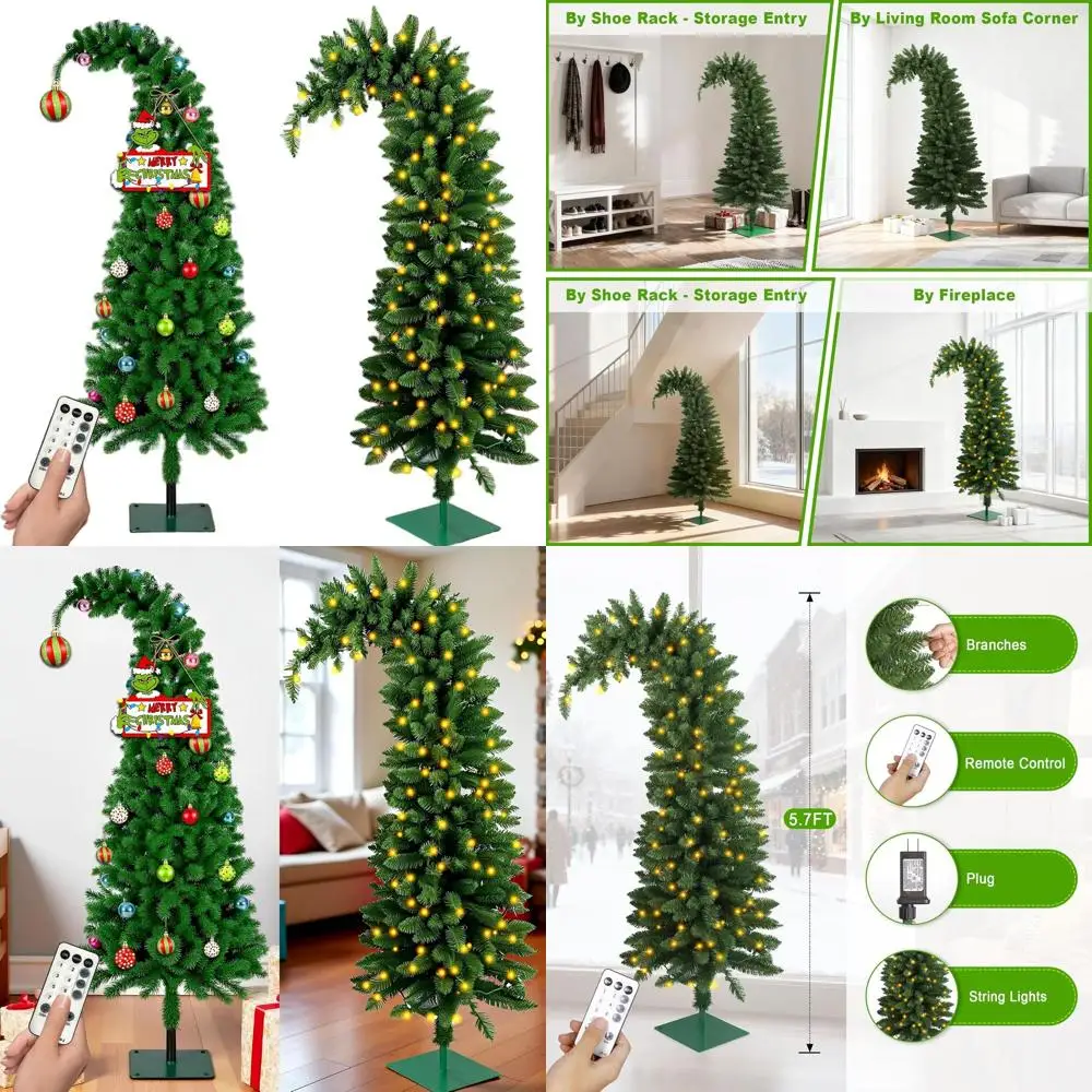 

Prelit Artificial Christmas Tree, 5.8FT Tall with Timer Remote, Ideal for Home and Office Holiday Decor