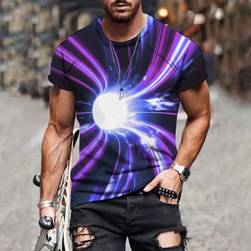 

Summer Men's Abstract 3d Printed Round Neck Short Sleeve T-Shirt Personality Street Trend Loose Casual Plus Size Breathable Top