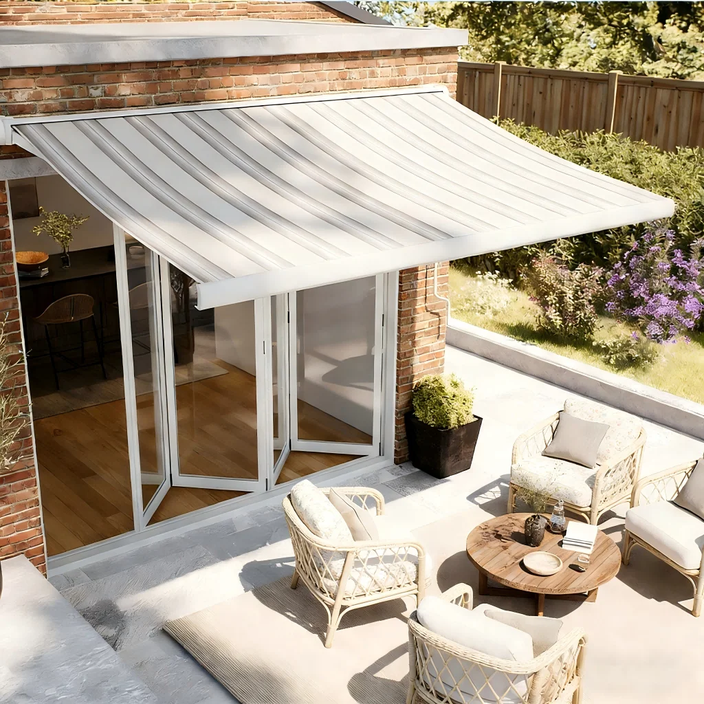 Sunshade Full Cassette Outdoor Conservatory Awning Retractable Canopy Folding Roof Awning Outdoor Motorized