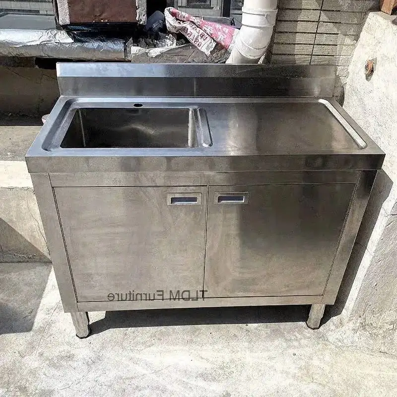 Operating Steel Cabinet Commercial Table Stainless Dishwashing Kitchen Sinks Sink Floor Integrated with Wash Basin Sink Cabinet