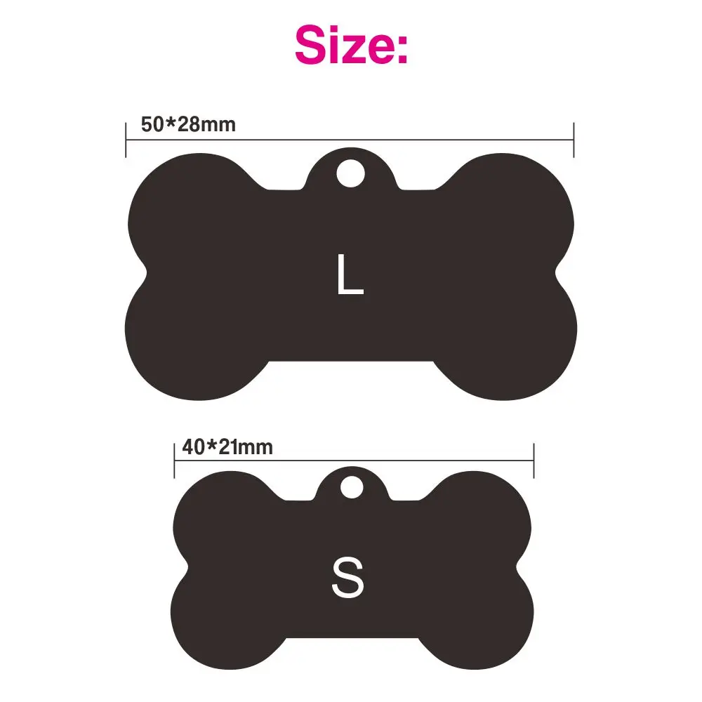 Free Engraving Pet ID Tag Stainless Steel Dog Cat Name Tags Collar Accessories Customized Pendant, Silver Gold Black Rose Gold