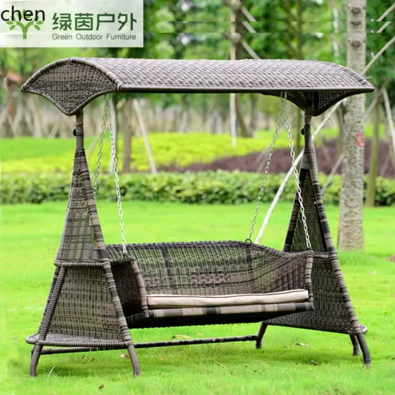 Outdoor Rattan Swing Chair Garden Garden Hanging Chair Outdoor Wrought Iron Balcony Rattan  Rocking