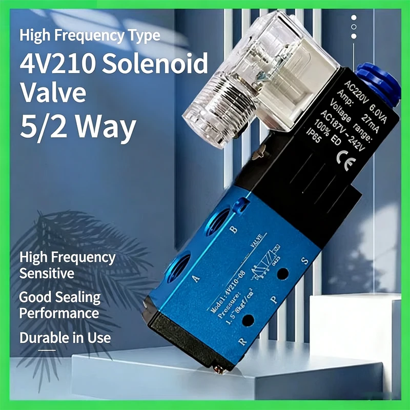 Solenoid 4v210-08 Pneumatic Control Valve 4v310-10 Two-position Five-way Electronic Gas Valve 220v/24v Electric