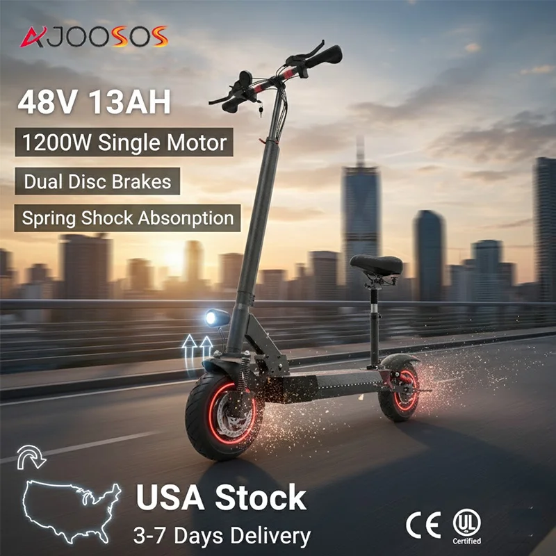 

AJOOSOS Electric Scooter with Seat 1200W Motor Up to 45 MPH and 45 Miles Range, Folding Adult E Scooter Urban Commuter
