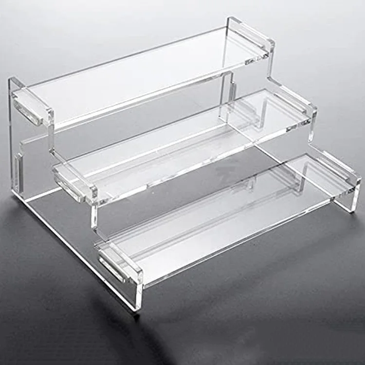 Transparent Acrylic 3 Layers Display Frame Ladder Jewelry Showcase Props Blind Box Party Cupcake Chocolate Storage Rack