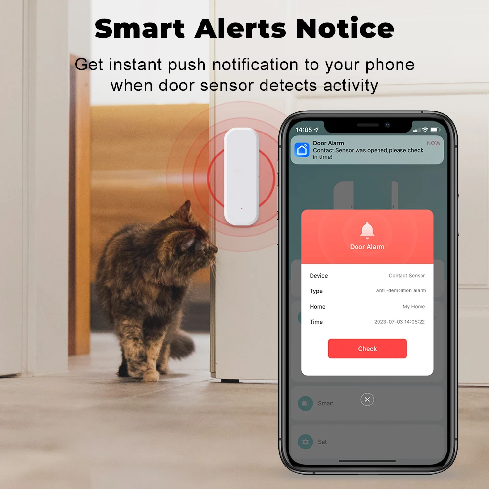 Tuya WiFi/Zigbee Smart Door And Window Sensor Magnetic Security Alarm Smartlife APP Remote Monitor Works With Alexa Google Home