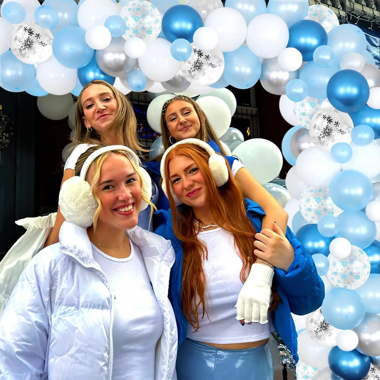 Funmemoir Snow in Love Bridal Shower Decor Winter Theme Wedding Supplies Balloon Garland Kit Silver Blue Engagement Party Decors