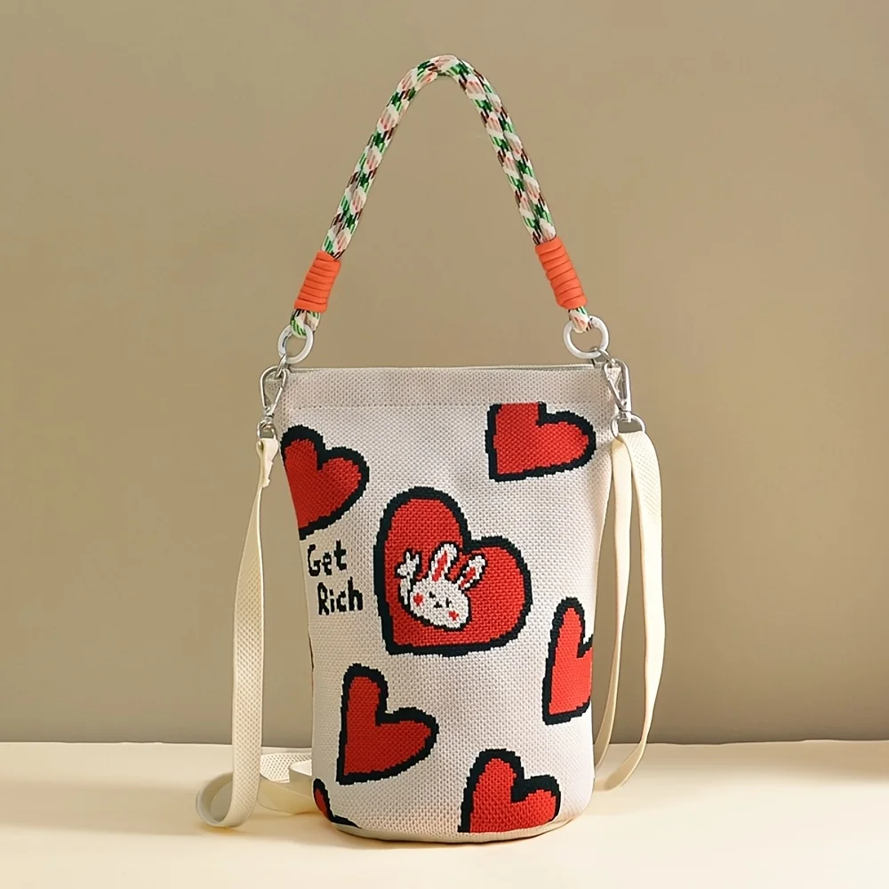 2025 Koreanische Version Neue Ins Knoten-Handtasche Modische Gestrickte Umhängetasche Vielseitige Reise-Bucket-Bag mit Großer Kapazität – Detail 1