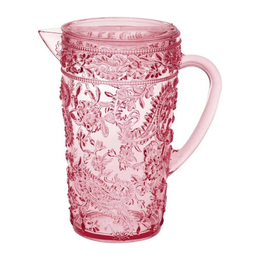 

2.5 Quarts Water Pitcher with Lid, Paisley Unbreakable Plastic Pitcher, Drink Pitcher, Juice Pitcher with Spout BPA Free