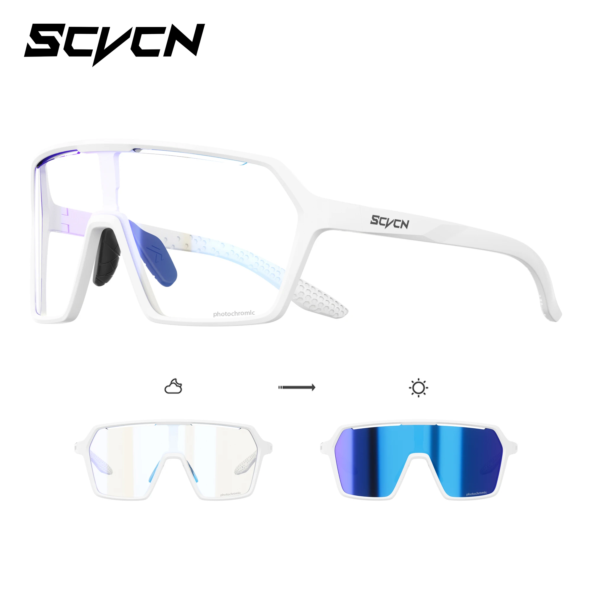 SCVCN Photochrome Sonnenbrille für Herren, Fahrradbrille UV400n, Damen-Fahrbrille, MTB-Rennrad-Sportbrille, Laufbrille