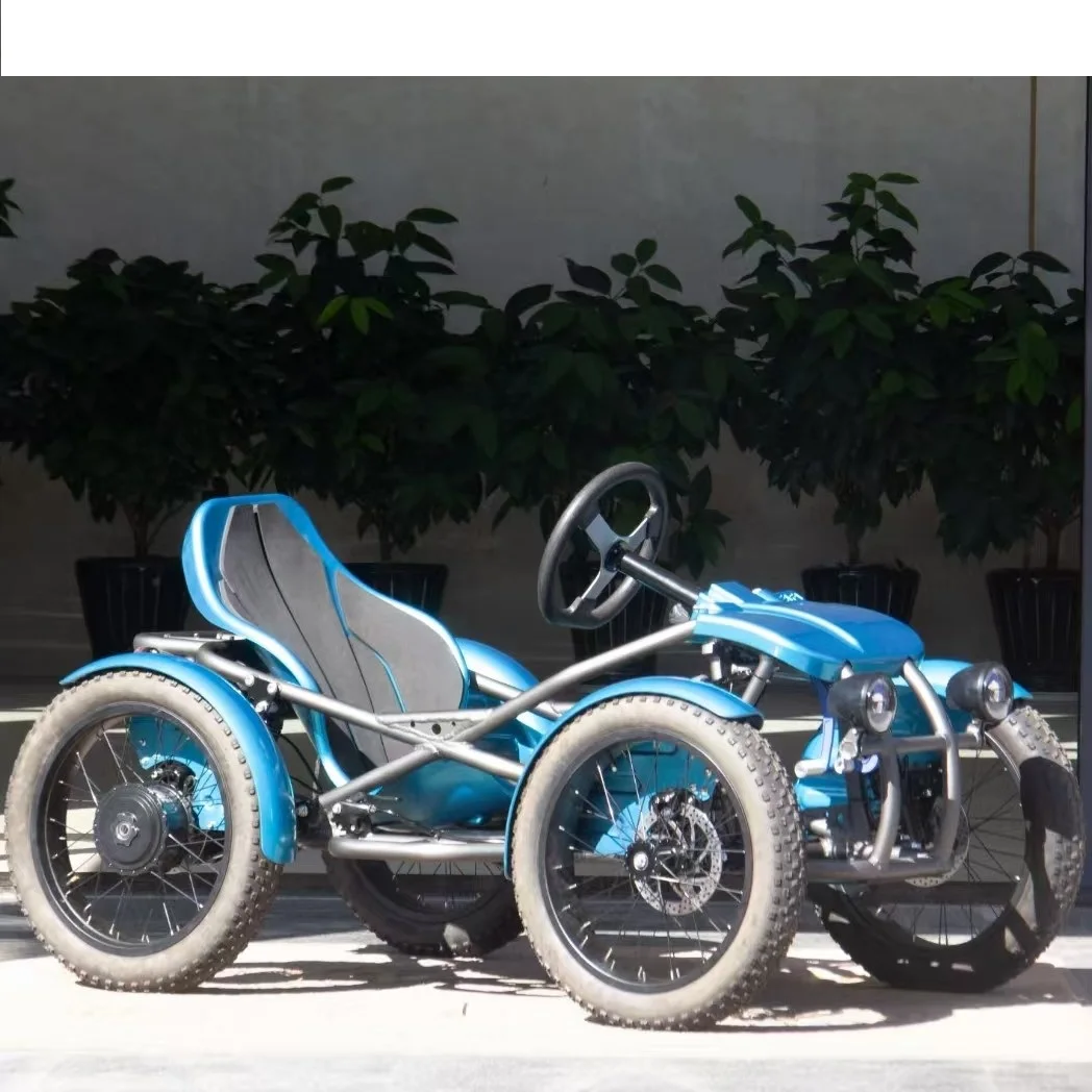 4 Wheeled off Road Ebike Electric Quad E-trike with Fat Tire Four-wheeler Touring Quadricycle