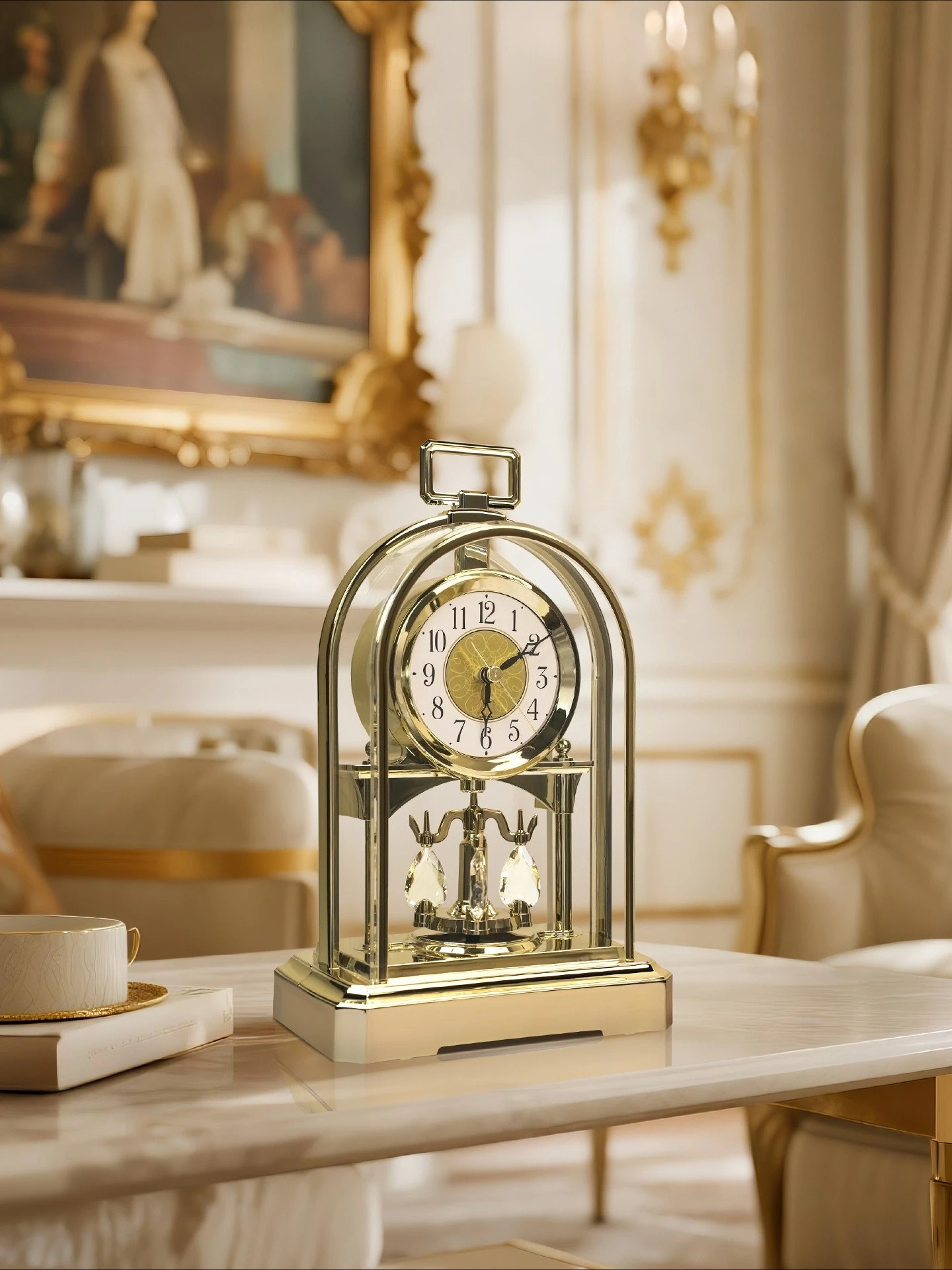 Table clock Living room European table clock Silent art desktop clock Home placement