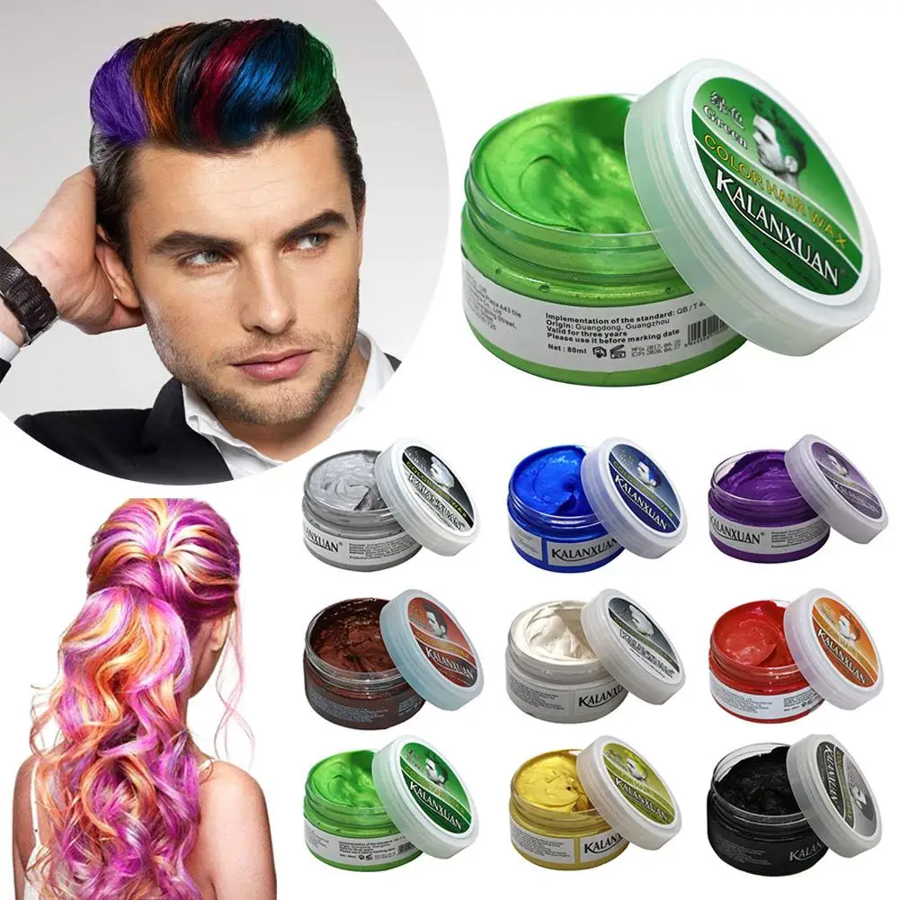 9 Color Hair Colors Wax Dye Clay Temporary Molding Paste Black Color Hair Clay Temporary Hair Dye Blue Burgundy Grandma Gray