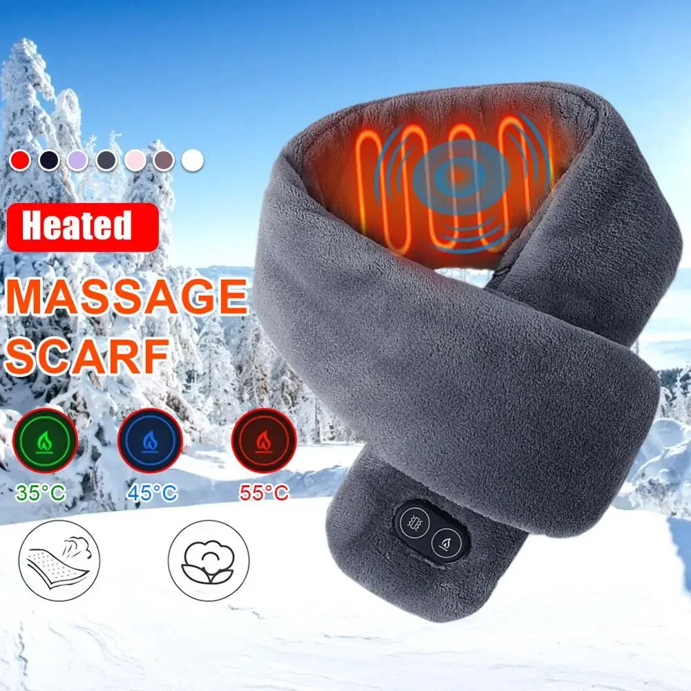 USB Heating Scarf Shawl with Four-speed Massage Mode: Heated Neck Warmer for Winter Outdoor Activities.