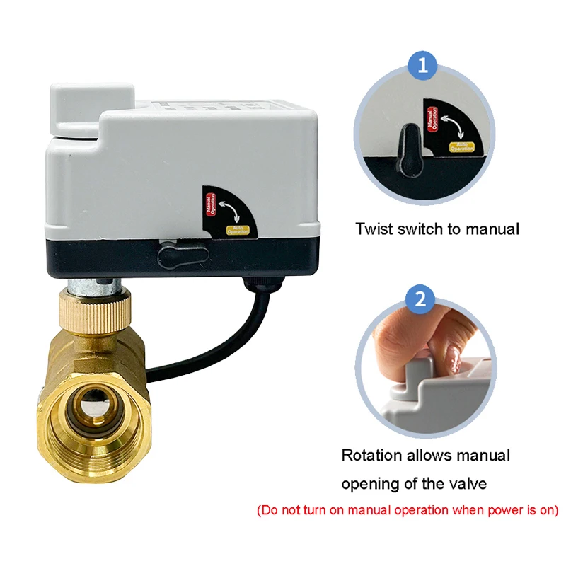 DN15 DN20 DN25 Motorized Ball Valve With Manual Switch 220V 12V 24V 3-Wire 2 Point Control Brass Electric Ball Valve