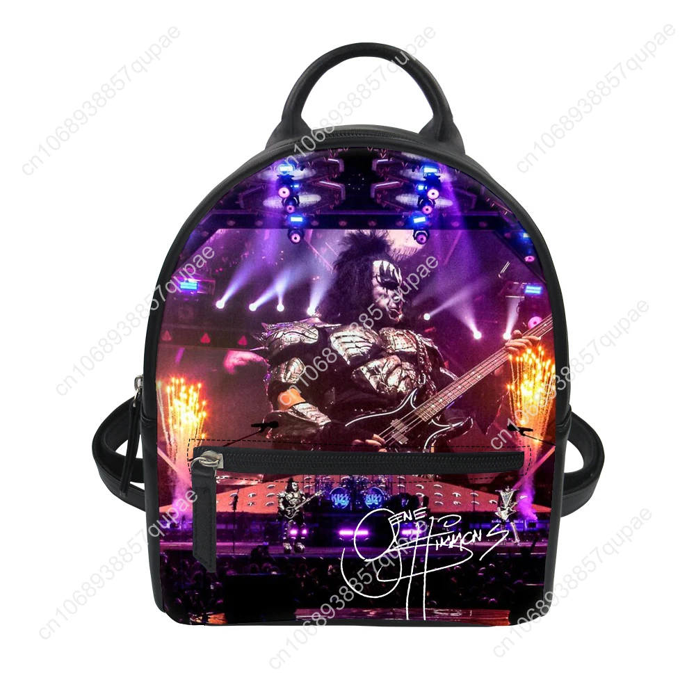 Gene The Demon Simmons Kiss Custom Backpack Purse Women Carter Schoolbags Double Shoulder Bag Mini Daypack Leather Travel Bag