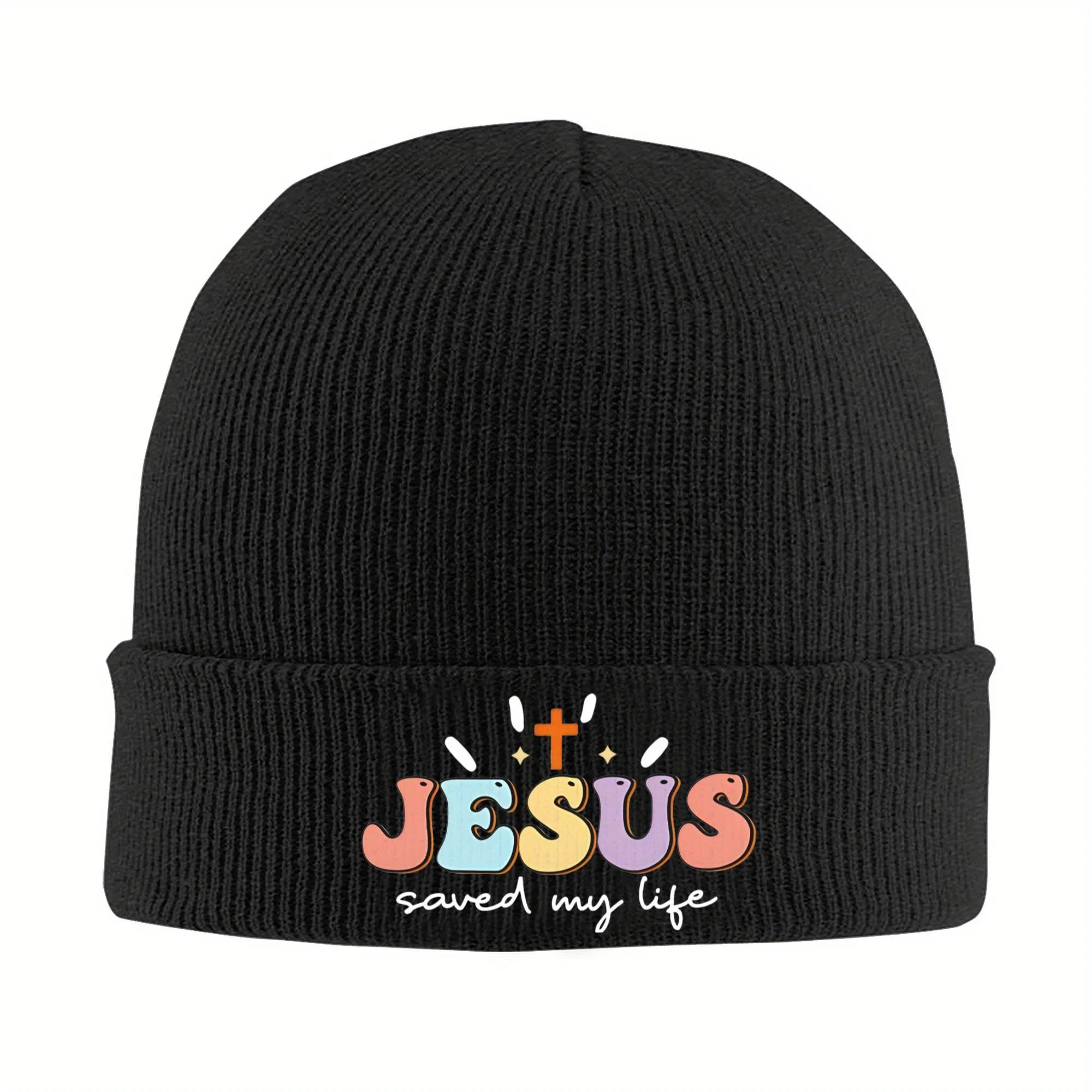 Jesus Saved My Life Slouchy Beanie for Women Men Cute Logo Warm Skullies Knitted Caps