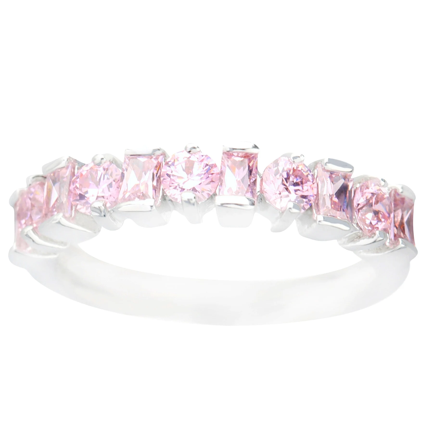 3*3mm Pink Kunzite6  925 Sterling Silver Ring Q0823-F