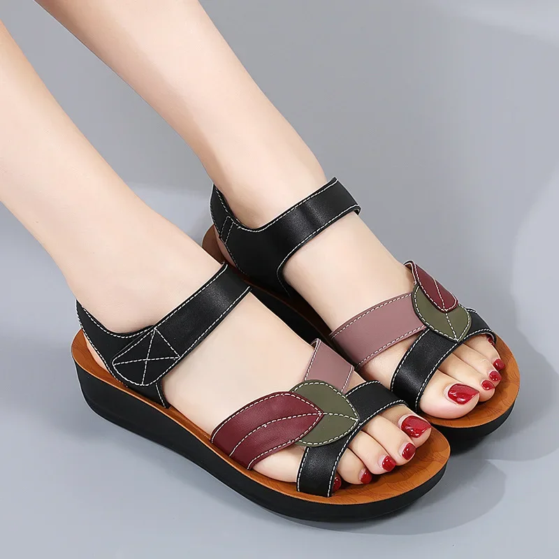 2024 Big Size Casual Soft Breathable PU Sandals Shoes For Women Wedges Platform Chaussure Femme Ladies Trainers Zapatos Mujer