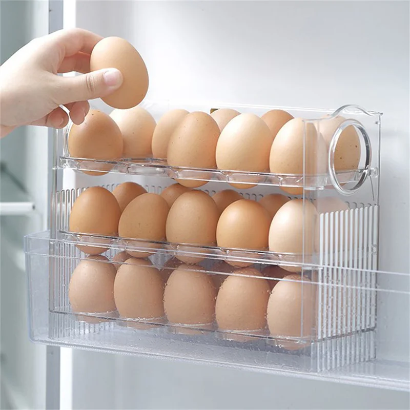 30 Grids Egg Storage Box Egg Case Holder Large Capacity Egg Tray Organizer Transparent Home Egg Container For Refrigerator