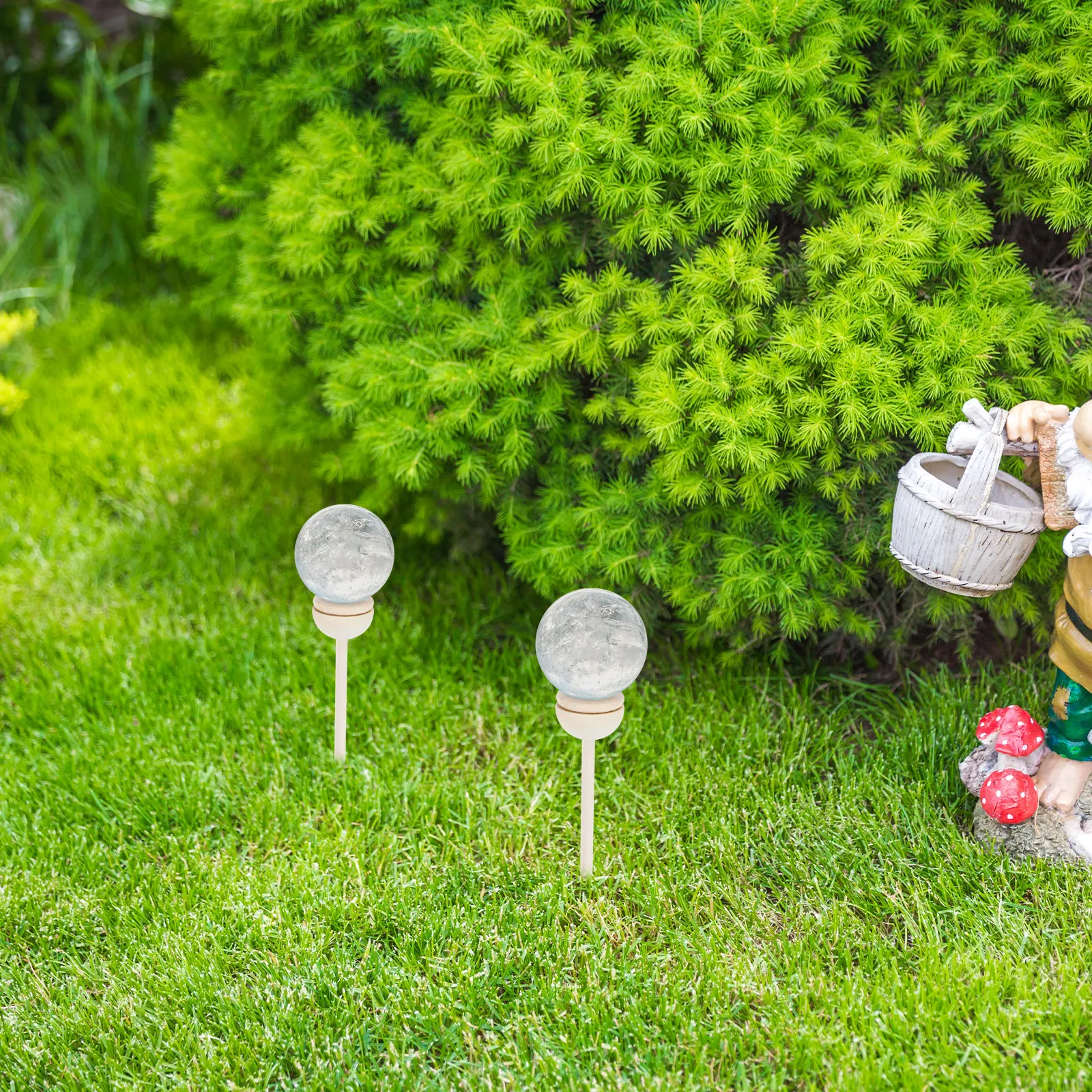 4Pcs Wood Gazing Ball Stand Outdoor Sphere Holder for Crystal Glass Mirror Ball Display Garden Globe Pedestal Yard Micro